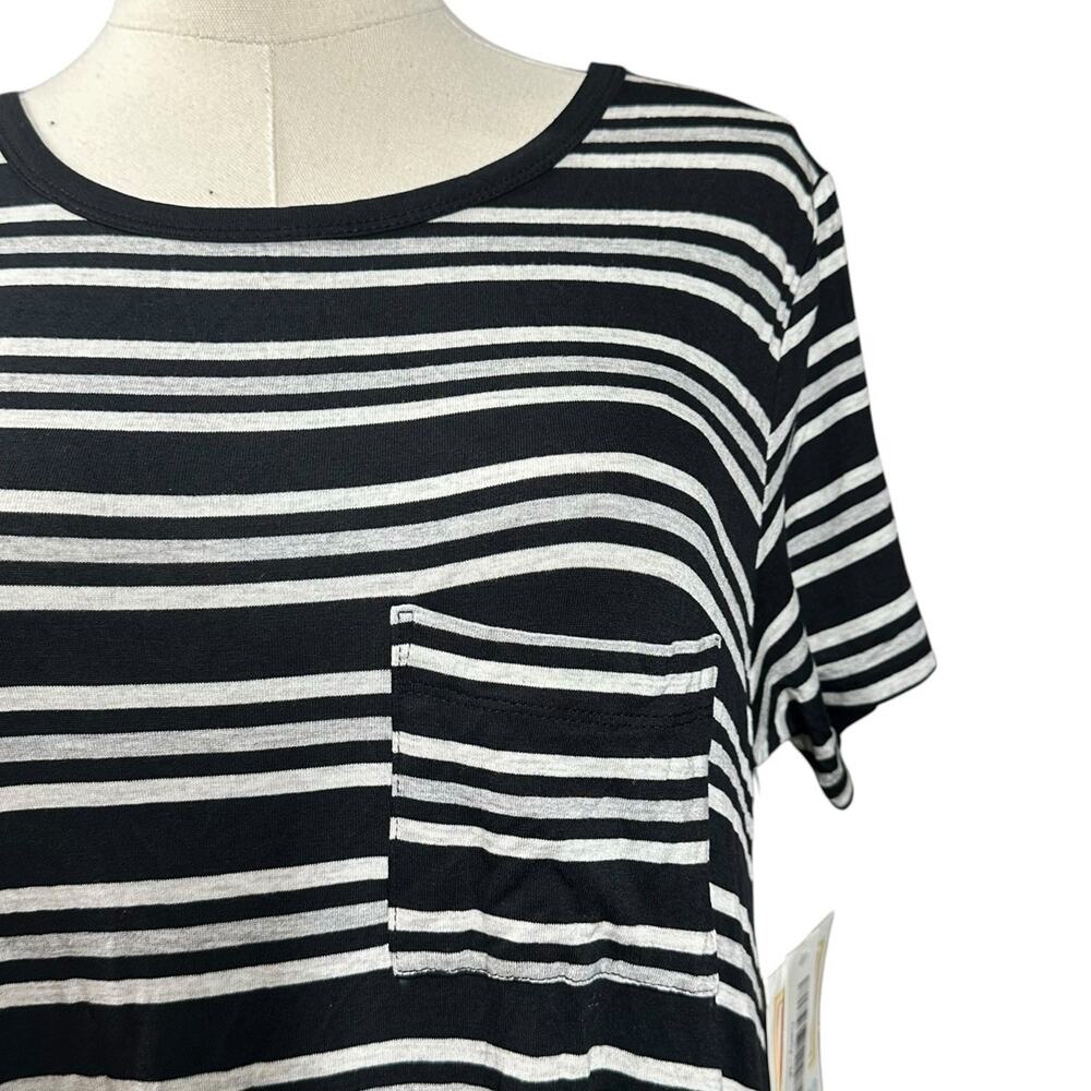 NEW LuLaRoe Womens Dress Size M Carly Black White Stripe Beach Swim Hi-Low Flowy - Picture 2 of 8